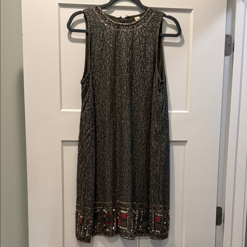 Elegant Sage Green Embellished Dress